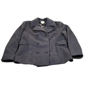 St Johns Bay Peacoat Womens Large Wool Cashmere Blend Double Breasted Jacket